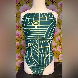 Abstract Green and Cream Swimsuit